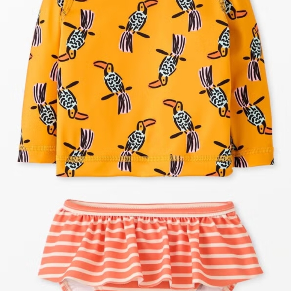 Hanna Andersson Orange Toucan Rashguard Set